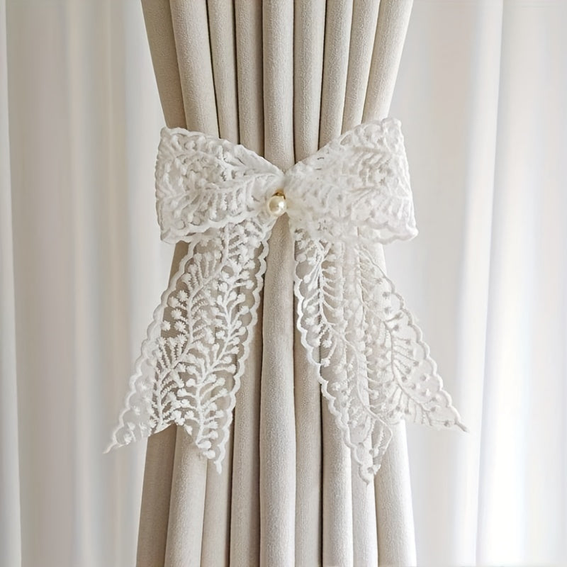 2pcs Lace Bow Gift Decorative Bow Hair Accessories Curtain Strap