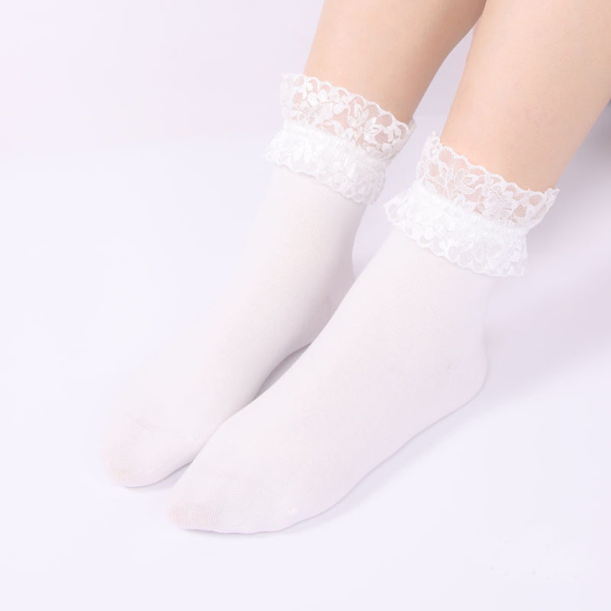 Lace Crew Socks Lightweight Comfy Mid-tube Stockings