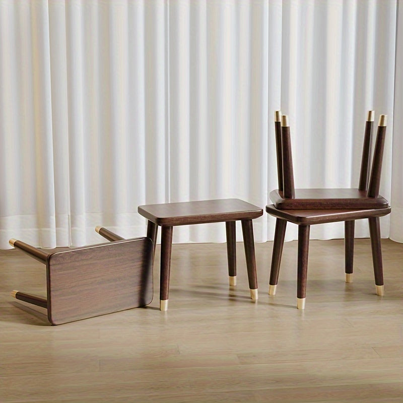 Solid Wood Shoe Changing Stool Walnut
