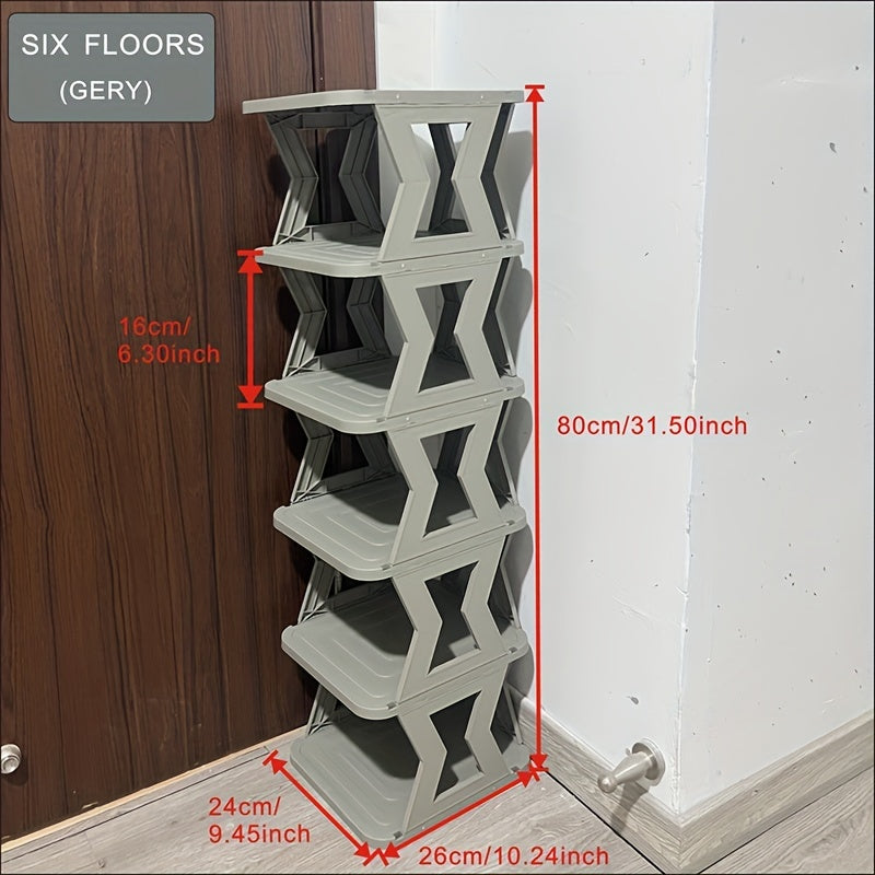 1pc High and Narrow Shoe Tower Rack for Small Space - Folding Shoe Storage