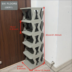 1pc High and Narrow Shoe Tower Rack for Small Space - Folding Shoe Storage