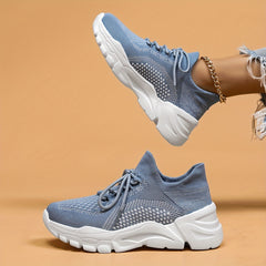 Women's Mesh Tennis Sports Shoes Thick Bottom Travel Walking Shoes