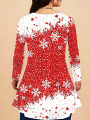 Women's Plus Christmas Tree & Snowflake Print Top & Leggings Set