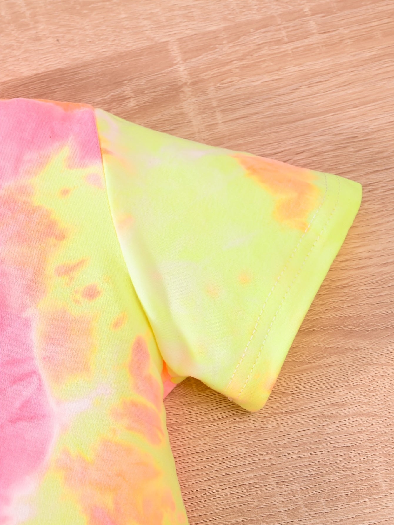2pcs Girls Round Neck T Shirts Tie Dye Shorts Set Kids Summer Clothes