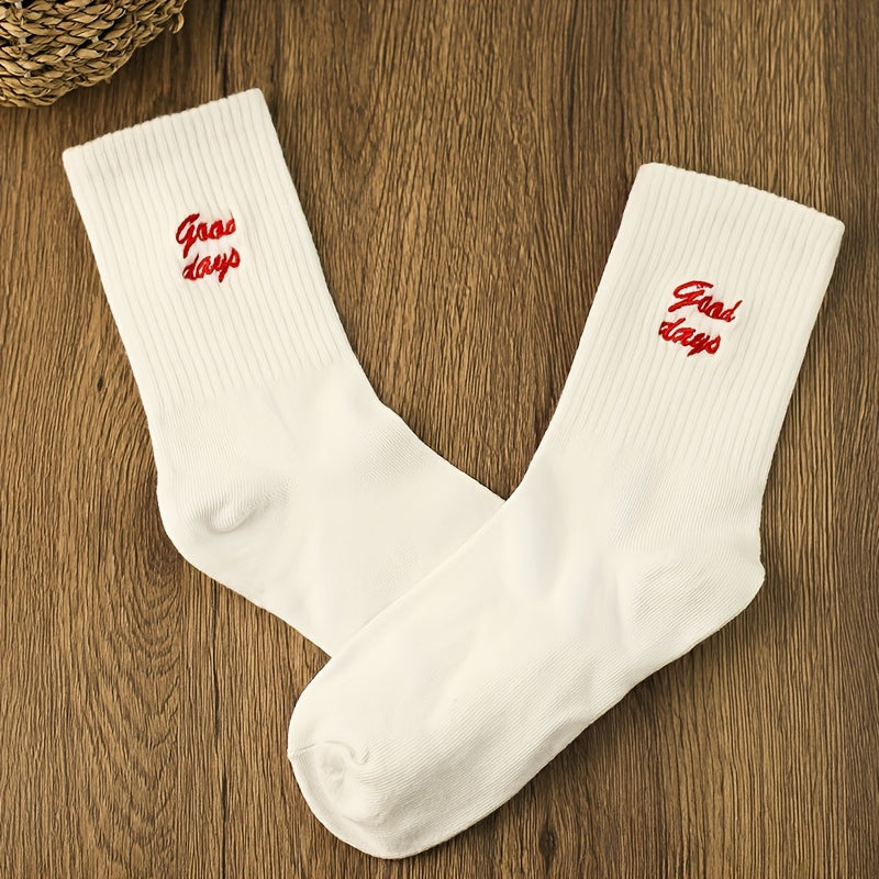 3 Pairs Letter Print Socks Comfy & Mid Tube Socks Women's Stockings