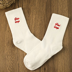 3 Pairs Letter Print Socks Comfy & Mid Tube Socks Women's Stockings