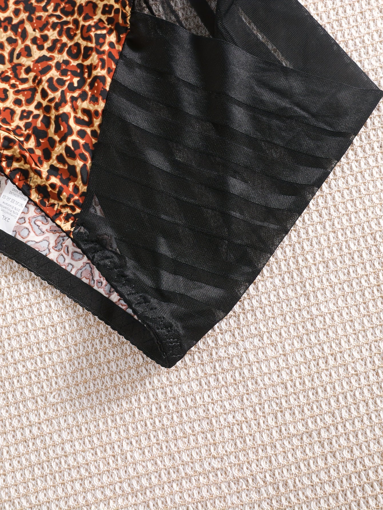 Sexy Panty Women's Plus Leopard Print Striped Mesh High Rise Brief