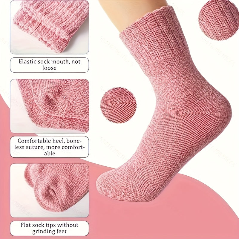 5 Pairs Winter Thick Warm Socks Women's Soft Cotton Casual Warm Socks