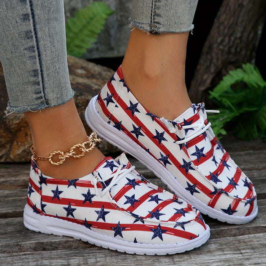 Women's Patriotic Boat Shoes Star & Stripe Graphic Canvas Shoes