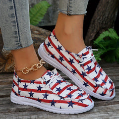 Women's Patriotic Boat Shoes Star & Stripe Graphic Canvas Shoes