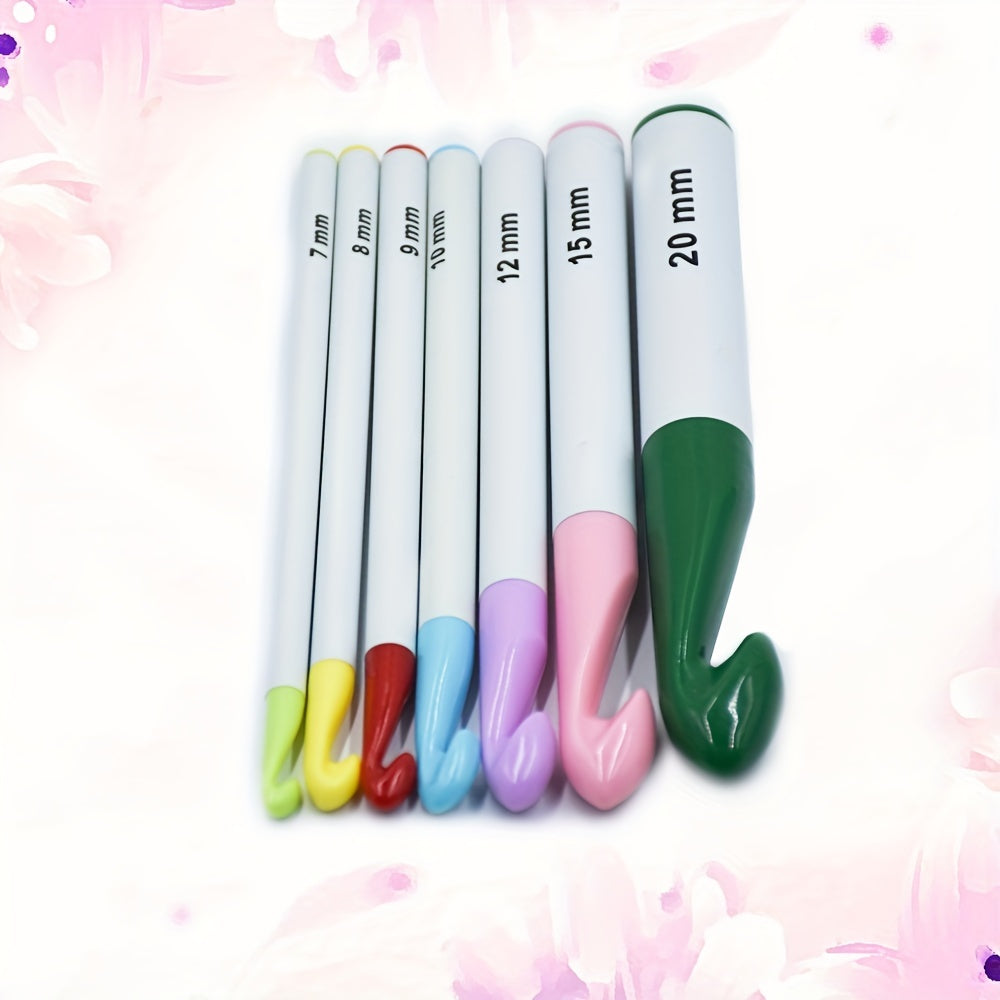 7pcs Colorful Plastic Crochet Hooks Set 7.0mm-20mm