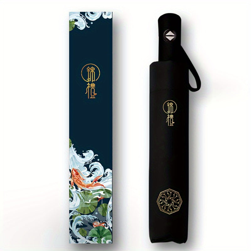 Koi Pattern UV Protection Sunshade Umbrella Automatic Folding