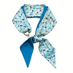 Floral Print Skinny Scarf Silk Block Ribbon Necktie Neckerchief