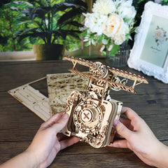 Vintage Style Wooden Airplane Music Box