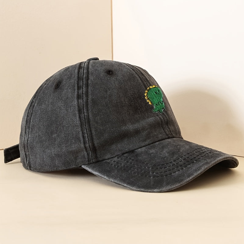 Dinosaur Embroidery Baseball Cap Distressed Sports Hat