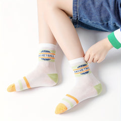 5 Pairs Basketball Graphic Print Breathable Socks for Boys/Girls Teen