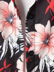 Tropical Floral & Leaf Print Boys Casual Short Sleeve Shirt
