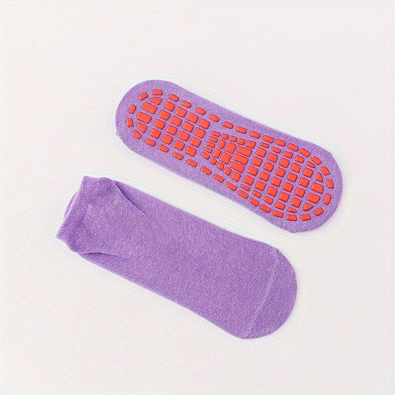 5 Pairs Non-slip Yoga Pilates Socks Breathable Solid Medium Tube Dance Training