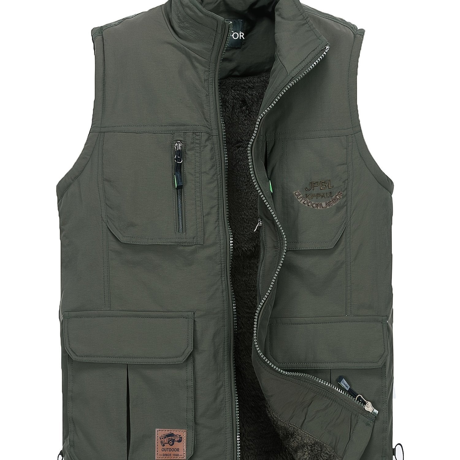 Thermal Cargo Vest Men's Zip Up Spring Summer Outwear