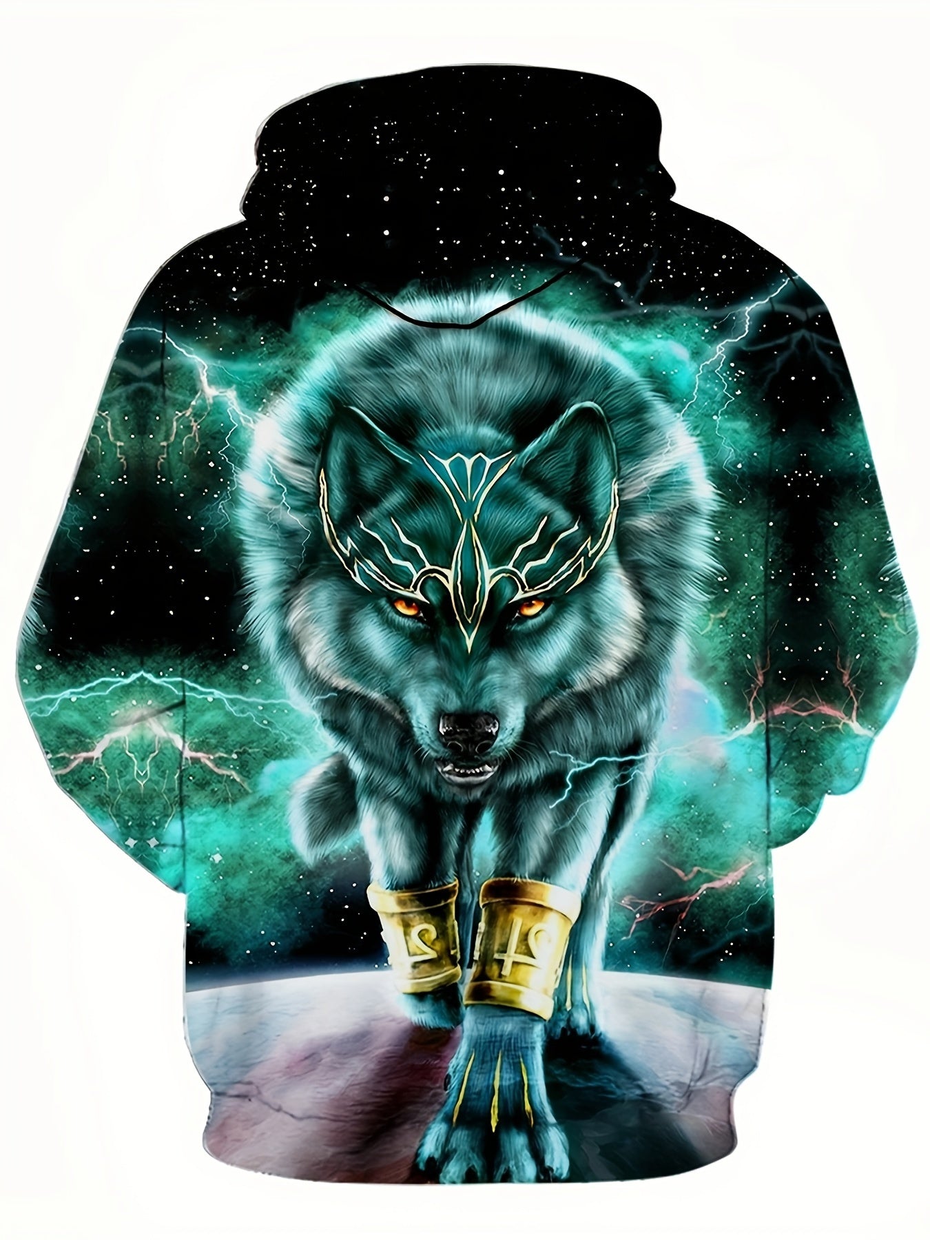 Men's Wolf 3D Print Hoodie Graphic Pullover for Autumn Winter