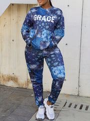 Women's Plus Colorblock Letter Print 2 Piece Set