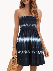 Tie Dye Off Shoulder Dress Sexy Midi Dress