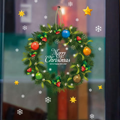 Christmas Window Sticker Wreath Removable Vinyl Waterproof Sticker