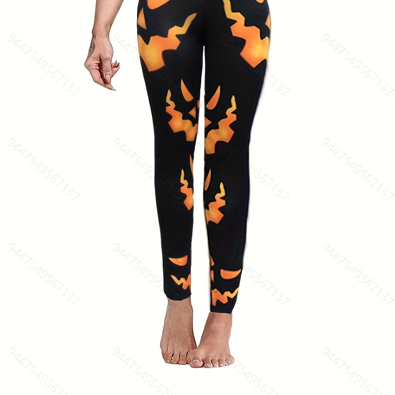 Halloween Pumpkin Print Butt Lifting Yoga Leggings