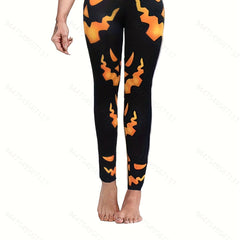 Halloween Pumpkin Print Butt Lifting Yoga Leggings