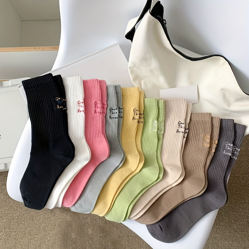 Letter Embroidery Sports Socks Women's Stockings