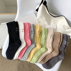 Letter Embroidery Sports Socks Women's Stockings