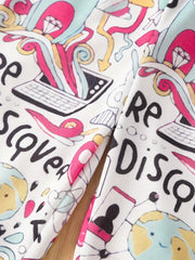 Girls Graffiti Cartoon Allover Sweatpants Elastic Waist Jogger Pants