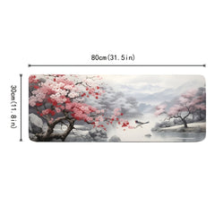 Pink Ancient Style Mountain Water Painting Series Large Desktop Mouse Pad