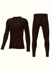 2pcs Kids Compression Thermal Set Long Sleeve Crew Neck Pullover Matching Pants