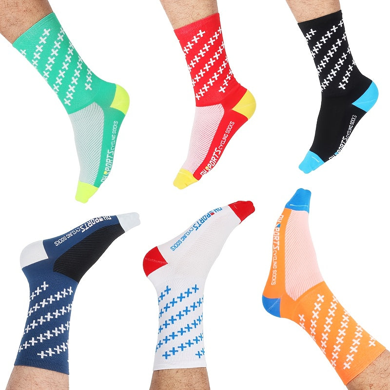 Men's Mid Calf Socks for Cycling Running Hiking