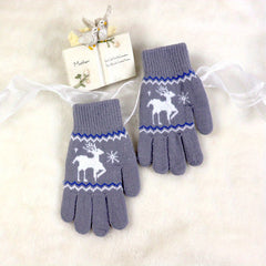 Print Winter Stretchy Knit Cuff Gloves For Kids