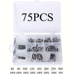 75pcs Stainless Steel Frame Ceramic Ring Fishing Rod Tip Repair Kit