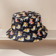 Kids Puppy Pattern Bucket Hat, Double-Sided Basin Hat for Boys and Girls