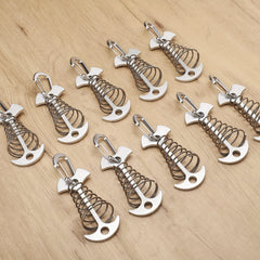 10PCS Fishbone Anchor Pegs w/ Carabiners Aluminum Tie Down Tent Stakes