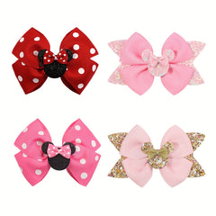Kids Polka Dot Cartoon Bow Hairpin Sweet Hair Accessory Sequins Girl Clip