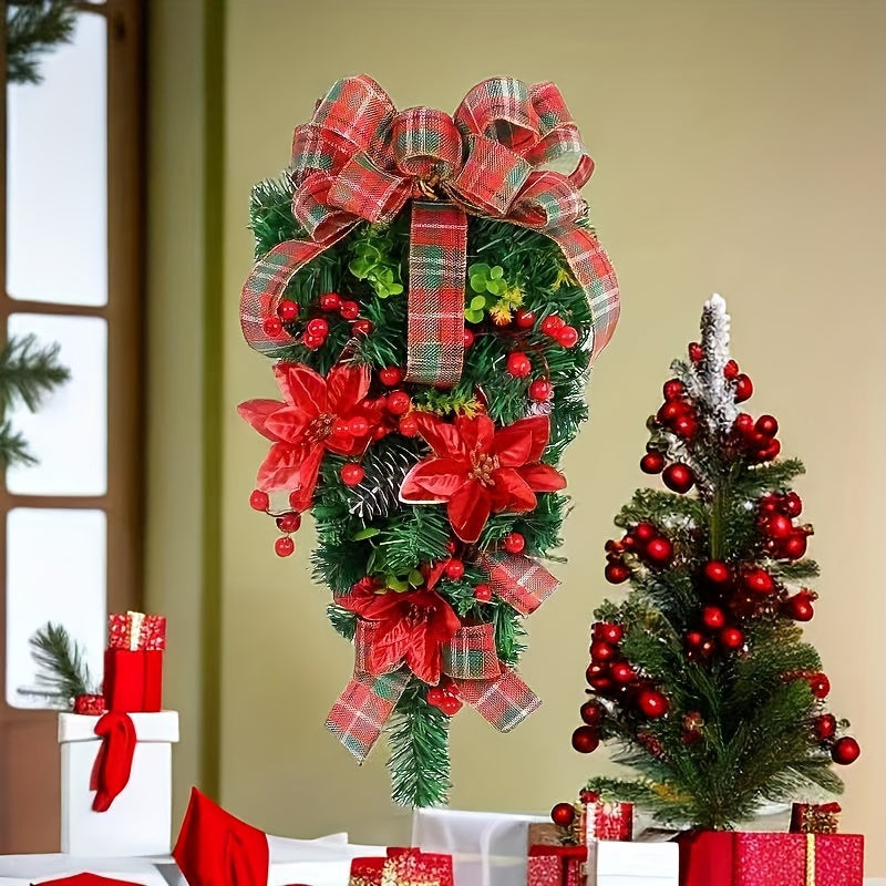 Christmas Ribbon Flower Hanging Decoration For Wall And Door
