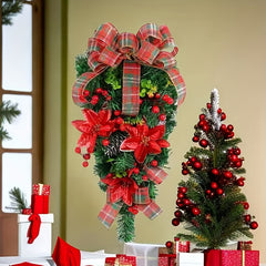 Christmas Ribbon Flower Hanging Decoration For Wall And Door