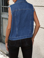 Women's Flap Detail Button Front Denim Jacket