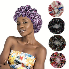 Leopard Print Satin Bonnet Elastic Hair Bonnet Night Cap