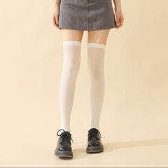 Solid Thigh High Socks All Match Over The Knee Socks Women's Stockings