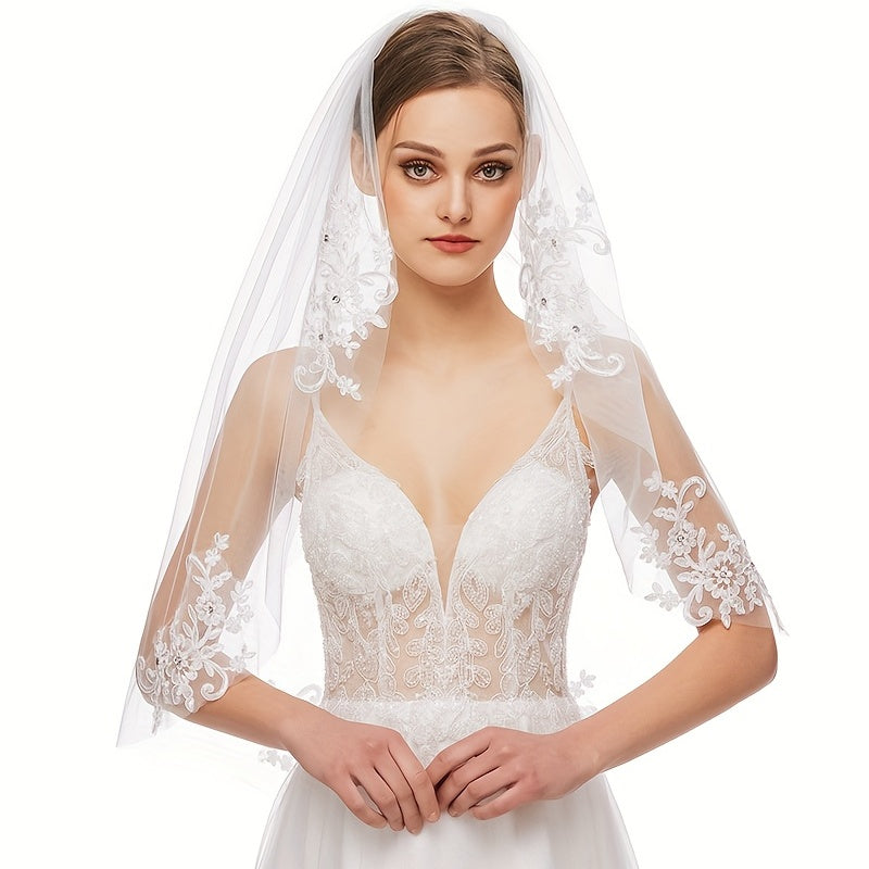 Bridal Veil Short Lace Edge Wedding Hair Accessory