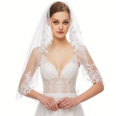 Bridal Veil Short Lace Edge Wedding Hair Accessory