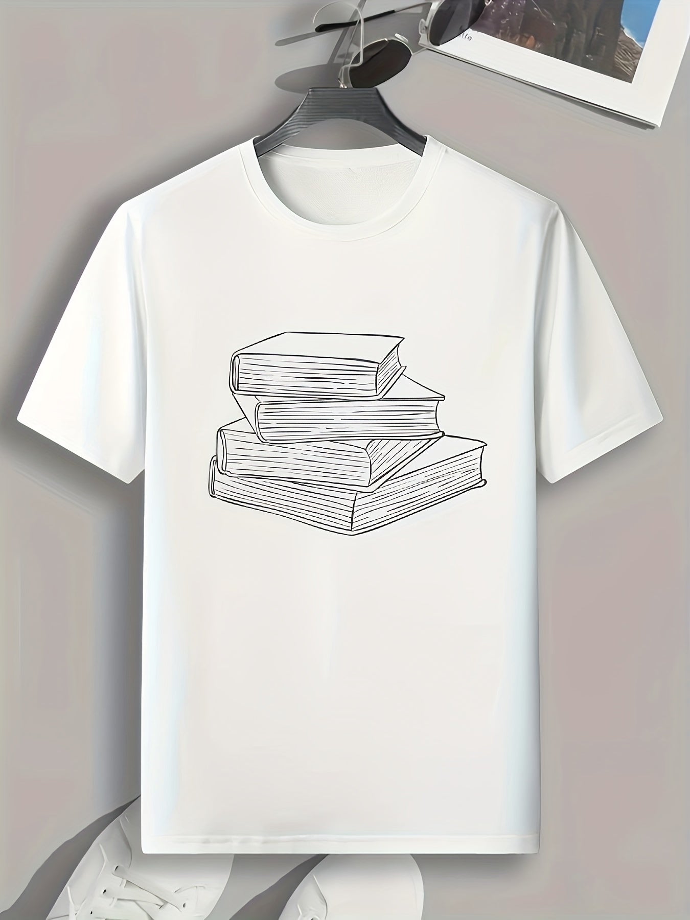 Books Pattern Print Men's Comfy Sports T shirt Graphic Tee