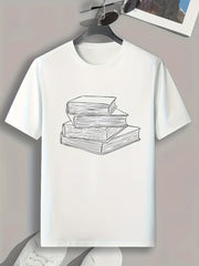 Books Pattern Print Men's Comfy Sports T shirt Graphic Tee