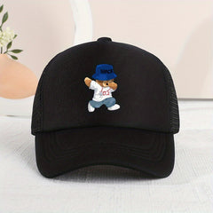 Mesh Bear Print Baseball Cap Sunshade Peaked Cap for Kids